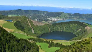 Scenic Lakesand Hills Aerial View Wallpaper