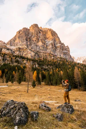 Scenic Landscape Of A Beautiful Autumn Forest Trail During A Fall Hike. Wallpaper