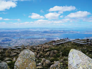 Scenic Panorama Of Hobart, Australia At Sunset Wallpaper