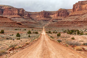 Scenic Route Through The Breathtaking Landscapes Of Canyonlands National Park Wallpaper