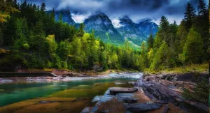 Scenic Spring River Landscape Wallpaper