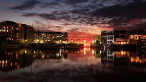 Scenic Sunset View Of Holdfast Shores Marina In Adelaide Wallpaper