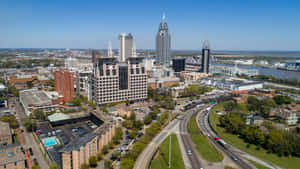 Scenic View Of Downtown Montgomery, Alabama At Twilight. Wallpaper