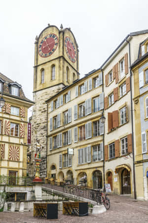 Scenic View Of Lake Neuchatel, Switzerland Wallpaper