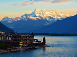 Scenic View Of Montreux Along Lake Geneva Wallpaper