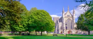 Scenic View Of Winchester Cathedral At Dusk Wallpaper