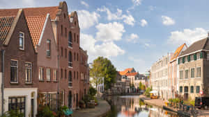 Schiedam Canal View Netherlands Wallpaper