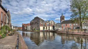 Schiedam Canal Viewwith Historic Buildings Wallpaper