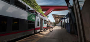 Schifflange Train Station Cyclist Wallpaper