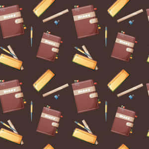 School Diaryand Stationery Pattern Wallpaper