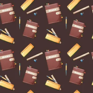 School Diaryand Stationery Pattern Wallpaper