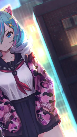 School Girl Uniform With Cat Ears Wallpaper