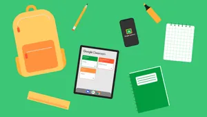 School Supplies Google Classroom Wallpaper