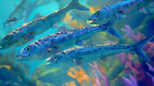 Schoolof Barracudas Swimming Wallpaper