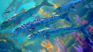 Schoolof Barracudas Swimming Wallpaper