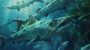 Schoolof Barracudas Underwater Wallpaper