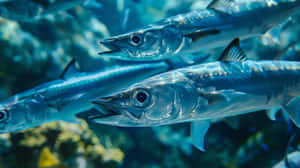 Schoolof Barracudas Underwater Wallpaper