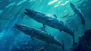 Schoolof Barracudas Underwater Wallpaper