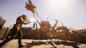 Sci Fi Battle Against Alien Insects Wallpaper