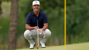 Scott Piercy Sitting Squatting On Course Wallpaper