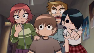 Scott Pilgrim Animated Characters Reaction Wallpaper