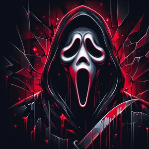 Scream Mask Red Black Aesthetic Wallpaper