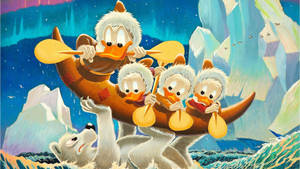 Scrooge Mcduck And Nephews With Bear Wallpaper