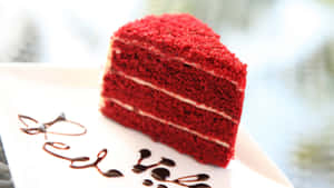 Scrumptious Red Velvet Cake On A Plate Wallpaper