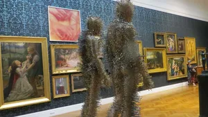 Sculpture Among Paintings Art Gallery Wallpaper