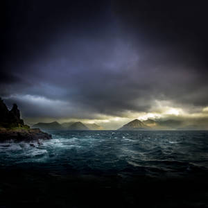 Sea Storm In Faroe Islands Wallpaper