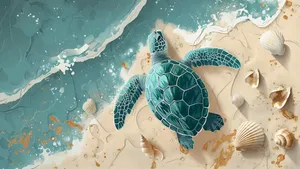 Sea Turtle Beach Vibes Wallpaper