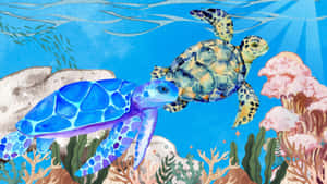 Sea Turtle Ocean Scene Wallpaper