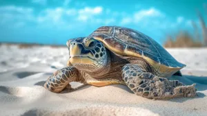 Sea Turtle On Sandy Beach Wallpaper