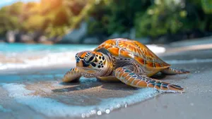 Sea Turtle On Sandy Beach Wallpaper