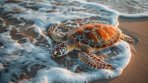 Sea Turtle On Sandy Shore Wallpaper