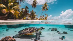 Sea Turtle Tropical Paradise Wallpaper