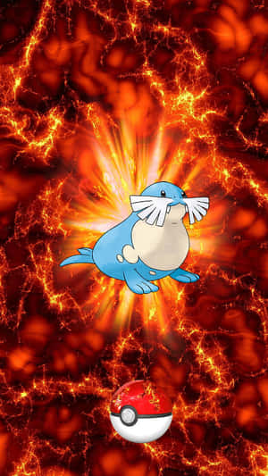 Sealeo Amid Fiery Explosion Wallpaper