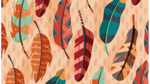 Seamless Pattern With Colorful Feathers Wallpaper