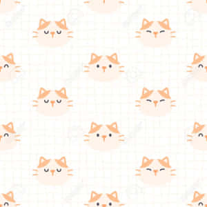 Seamless Pattern With Cute Cat Faces Wallpaper
