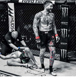 Sean Brady In Fierce Combat With Michael Chiesa Wallpaper