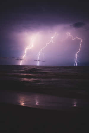 Seaside_ Lightning_ Strikes Wallpaper