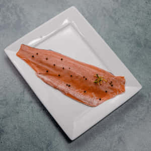 Seasoned Pink Salmon Filleton Plate Wallpaper