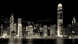 Seattle At Night Monochrome Desktop Wallpaper