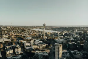 Seattle Center Space Needle Aerial View Wallpaper