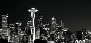 Seattle Cityscape In Black & White Wallpaper