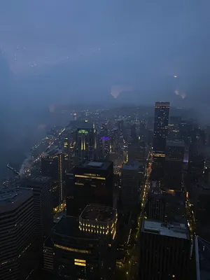 Seattle Rain And Foggy Sky Wallpaper