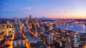 Seattle Skyline At Dusk, St. Louis, Missouri Wallpaper