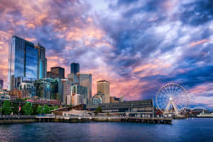 Seattle Skyline At Sunset Wallpaper