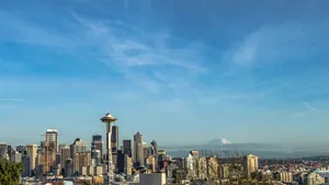 Seattle Skyline Space Needle Mount Rainier View Wallpaper
