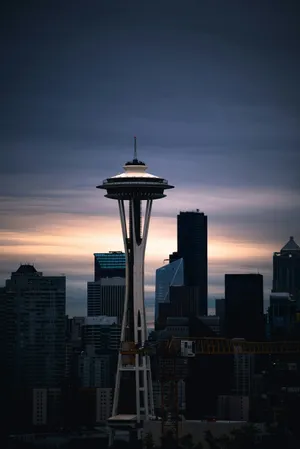 Seattle Space Needle Dusk Silhouette Wallpaper